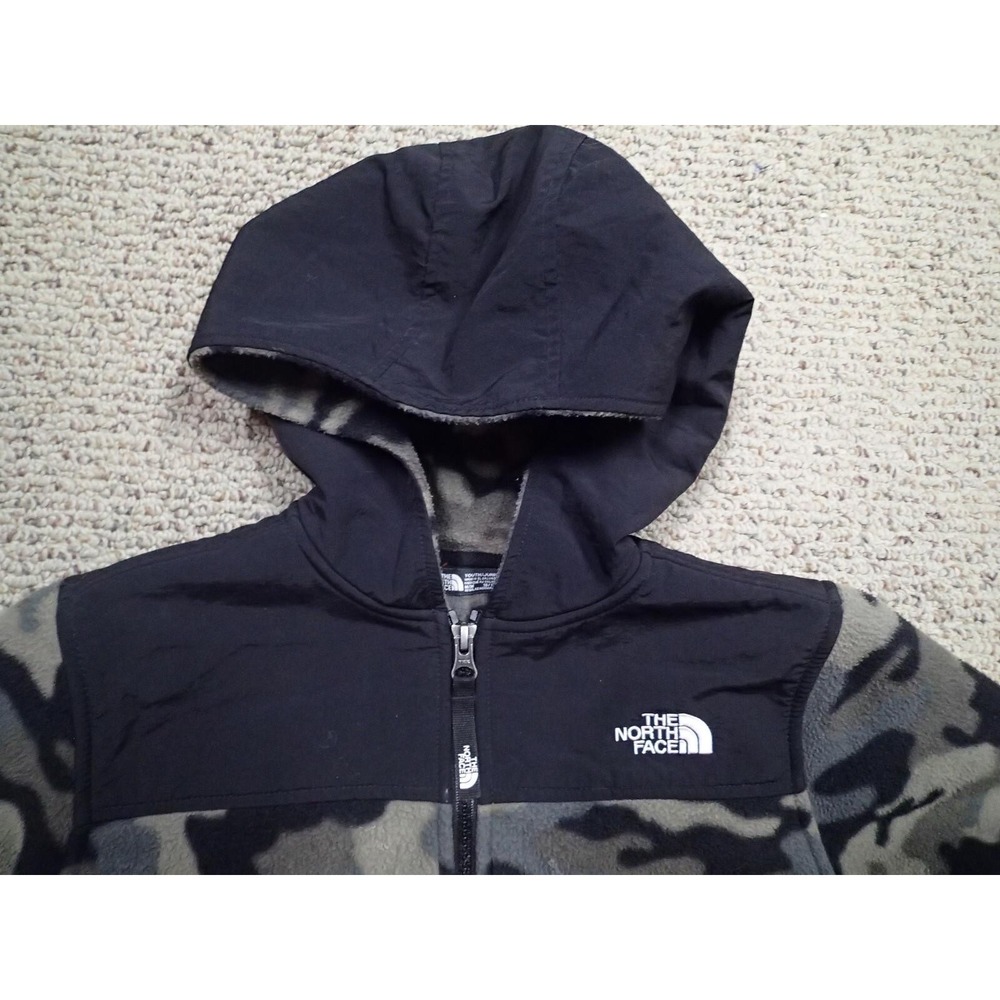 The North Face Fleece Hoodie Youth Medium 10/12 Grey Camo Excellent Full‎ Zip - Picture 3 of 12
